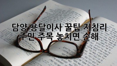 담양 용달이사 꿀팁🍯: 지침리 주민 주목! 놓치면 손해💰